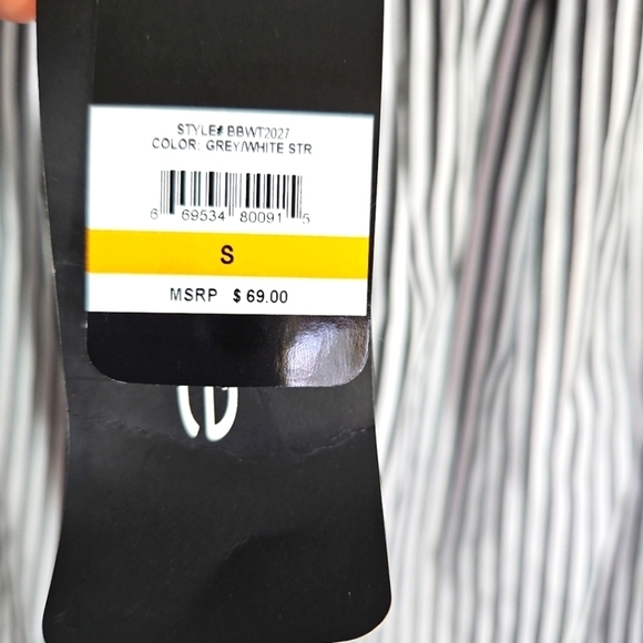 Bebe Grey & White Stripe Blouse NWT - Picture 6 of 6
